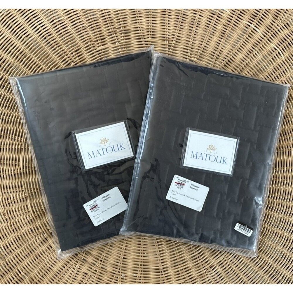 NEW Matouk x Williams Sonoma Bria Standard Shams (Set of 2)-Sable